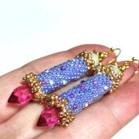 Ohrringe pink lila Glasperlen handgestickt handgemacht Bild 4