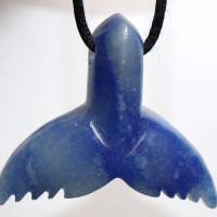 Blauquarz (Walflosse) | Halskette mit Band oder Silber 925 --- Stein-Größe: 29 x 35 mm Bild 1