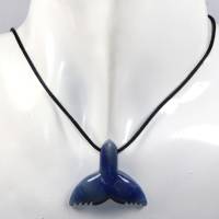 Blauquarz (Walflosse) | Halskette mit Band oder Silber 925 --- Stein-Größe: 29 x 35 mm Bild 2