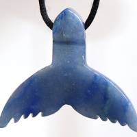 Blauquarz (Walflosse) | Halskette mit Band oder Silber 925 --- Stein-Größe: 29 x 35 mm Bild 3