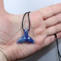 Blauquarz (Walflosse) | Halskette mit Band oder Silber 925 --- Stein-Größe: 29 x 35 mm Bild 7