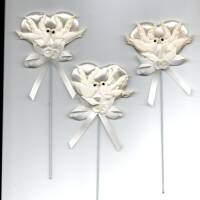 5 Stück Stecker Geschenkidee Valentinstag - Herz  Liebe -  Tauben für den  Blumenstrauß zum basteln , dekorieren Bild 1
