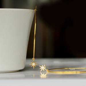 Stern Ohrringe - Creole Polarstern / Geschenk für sie /  minimalistisch / Moderne Kreolen /Statement Schmuck Bild 5