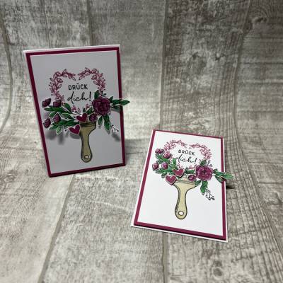 Grußkarten Glückwunschkarten „Drück dich“ Cards Geburtstag Muttertag Valentinstag Anlass Blumen Herz Stampin‘ Up!