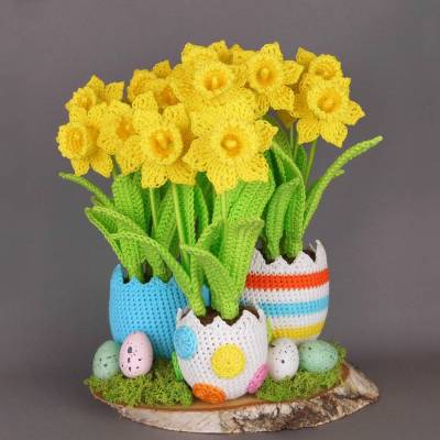 Häkelanleitung Osterdeko mit Ostereiern und Osterglocken häkeln, einfach auch für Anfänger