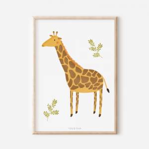 Poster Giraffe Kinderzimmer Kinderposter Baby Tiere - Babyzimmer Poster - Poster Giraffen Kinderzimmer - Geschenk Geburt Bild 1