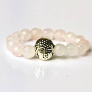 Ring Rosenquarz Buddha als edles Geschenk für Sie mit feinen Edelsteinen ein minimalistischer Ring Stretchring Bild 3
