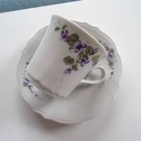 Frühlingshafte Kaffeetassen mit ihren Unteren und lieblichem Veilchendekor. Eschenbach Bild 6