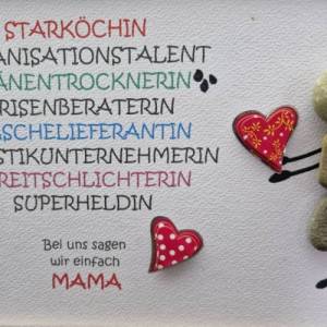 Liebevoll handgefertigtes Steinbild für die liebe Mama, als Geschenk zum Muttertag - 2 Rahmenfarben möglich Bild 2