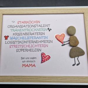 Liebevoll handgefertigtes Steinbild für die liebe Mama, als Geschenk zum Muttertag - 2 Rahmenfarben möglich Bild 4