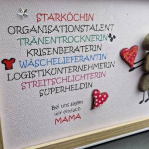 Liebevoll handgefertigtes Steinbild für die liebe Mama, als Geschenk zum Muttertag - 2 Rahmenfarben möglich Bild 5