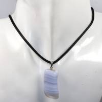 Chalcedon | Halskette mit Band oder Silber 925 --- Stein-Größe: 29 x 15 mm Bild 2