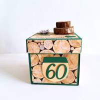 Explosionsbox 60. Geburtstag Geldgeschenk Urlaub Wanderer Geschenkverpackung Bild 1