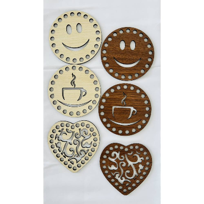 Korbboden aus Holz, Holzzuschnitte, Holzboden zum Umhäkeln, Untersetzer aus Holz in verschiedenen Farben