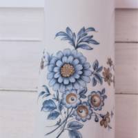 Vintage lange Vase Blumenvase Blumenmuster Weiß Blau Bechervase Stabvase Bild 7