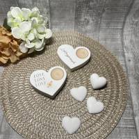 Teelichthalter aus Raysin „Lieblingsmensch“ „Love“ Kerze Homedekor Dekoration Herz Geschenk Valentinstag weiß Handmade Bild 1