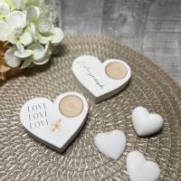 Teelichthalter aus Raysin „Lieblingsmensch“ „Love“ Kerze Homedekor Dekoration Herz Geschenk Valentinstag weiß Handmade Bild 2