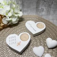 Teelichthalter aus Raysin „Lieblingsmensch“ „Love“ Kerze Homedekor Dekoration Herz Geschenk Valentinstag weiß Handmade Bild 3
