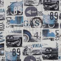 Dekostoff "Vintage Cars", Canvas, Digitaldruck, 140 cm breit, Meterware, Preis pro 0,5 lfdm Bild 1