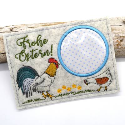 Stickdatei Mugrug Untersetzer Ostern Hahn Huhn