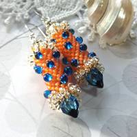 Ohrringe orange blau Glasperlen Silber handgemacht Bild 4