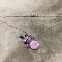 Kette Blumenmädchen Spruchanhänger mit Perlen + Edelstahlkette, Anhänger silber 18mm rund Bild 6