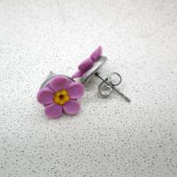 Vergissmeinnicht  Ohrringe Polymer Clay, kleine Blumen Ohrstecker, rosa Blumen Ohrringe, Kleine Ohrstecke Bild 3