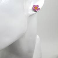 Vergissmeinnicht  Ohrringe Polymer Clay, kleine Blumen Ohrstecker, rosa Blumen Ohrringe, Kleine Ohrstecke Bild 5