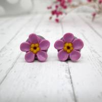 Vergissmeinnicht  Ohrringe Polymer Clay, kleine Blumen Ohrstecker, rosa Blumen Ohrringe, Kleine Ohrstecke Bild 8