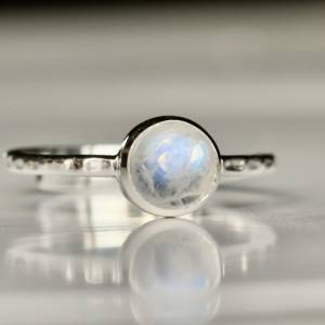 Stapelring Mondstein oder Rosenquarz - 925 Sterling Silber / Geschenk für Sie / Brautschmuck / Geburtsstein Ring Bild 4