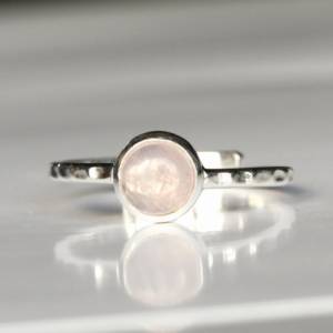 Stapelring Mondstein oder Rosenquarz - 925 Sterling Silber / Geschenk für Sie / Brautschmuck / Geburtsstein Ring Bild 5