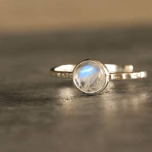Stapelring Mondstein oder Rosenquarz - 925 Sterling Silber / Geschenk für Sie / Brautschmuck / Geburtsstein Ring Bild 6