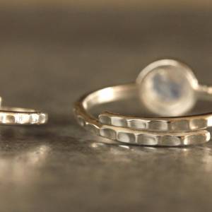 Stapelring Mondstein oder Rosenquarz - 925 Sterling Silber / Geschenk für Sie / Brautschmuck / Geburtsstein Ring Bild 8