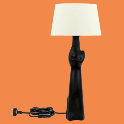 Moderne Tischlampe | skulpturale Nachttischlampe in Form einer Katze, Lampe für Fensterbank, HighBoard oder Regal