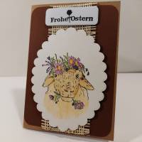 Lustige Osterkarte Hippie- Schaf mit Blumenkranz fröhlich bunt zum Osterfest Bild 4