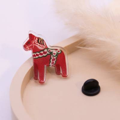 Pin Dala Pferd Acryl Schweden Akrylpin Geschenk Schweden Pferdchen - Geschenk Schweden Tasche - Brosche Rucksack
