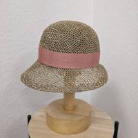 Strohhut Seagrass Cloche mit rosa Ripsband Bild 3