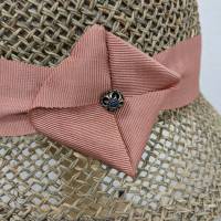 Strohhut Seagrass Cloche mit rosa Ripsband Bild 6