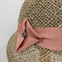 Strohhut Seagrass Cloche mit rosa Ripsband Bild 7