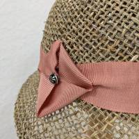 Strohhut Seagrass Cloche mit rosa Ripsband Bild 8