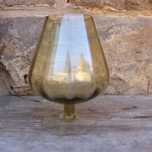 Fußschale Glaskelch Bonbonniere Konfektglas gelb oder lila Glas Midcentury 50er 60er Jahre DDR Bild 6