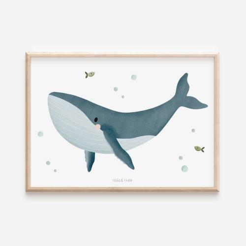 Poster Wal Meer Kinderzimmer Ozean Kinderposter Maritim - Babyzimmer Poster - Poster Wale Kinderzimmer Skandinavien