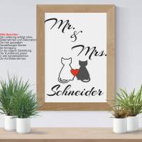 Poster Mr. & Mrs. | Personalisiert mit Namen | Geschenk für Paare | zum Valentinstag | Hochzeit | Cat 63 Bild 2