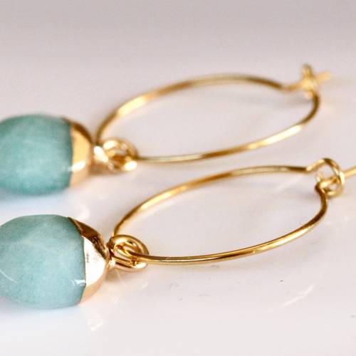 Creolen Jade Ohrringe / Himmlische Ohrringe / Edelstein Schmuck / Geschenk für sie / Origineller Schmuck / Jade Schmuck 