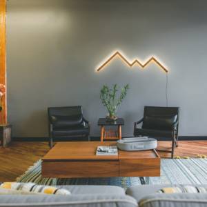 Alblicht 100 | Berge Wandleuchte | Eiche Holz | Wandlampe LED | Wandbild Wanddeko | modern Design | Smart Home ZigBee Bild 3