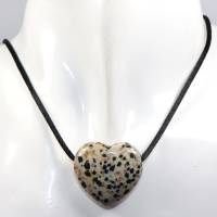 Dalmatinerstein (Herz) | Halskette mit Band oder Silber 925 --- Stein-Größe: 28 x 29 mm Bild 2