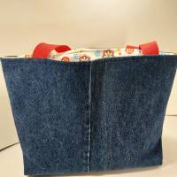 Jeans-Tasche Shopper Einkaufstasche Futter Boho Blumen nachhaltig Bild 3