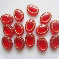 20x Acryl Perlen mit goldenem Ornament, oval, 17,5 mm x 13,3 mm, Rot Bild 3