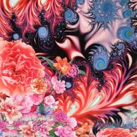 Stoff Panel pink gemustert, Stenzo Panel, Blüten Muster, Paisley, 200 x 150cm, bielastischer Jersey Bild 6