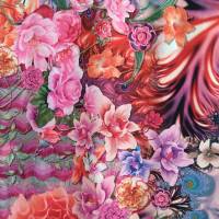 Stoff Panel pink gemustert, Stenzo Panel, Blüten Muster, Paisley, 200 x 150cm, bielastischer Jersey Bild 8